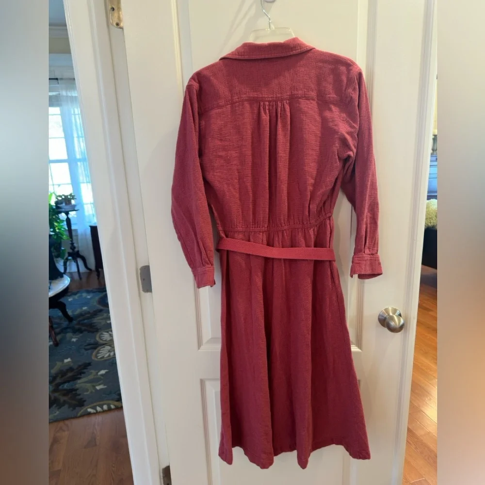 LL Bean‎ Pink Button Up Dress Belted